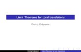 Limit Theorems for toral translationshomepages.warwick.ac.uk/~masdbl/TorusTalk.pdf · Limit theorems for dynamical systems. Goal of the conference: given a map T : (X; ) !(X; ) understand