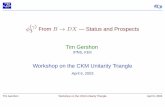 From — Status and Prospects Tim Gershonbozzi/IFAE2003/CKM2003/gershon_4_06.pdf · 2003-04-12 · VudVub * VcdVcb * V ... Tim Gershon Workshop on the CKM Unitarity Triangle April