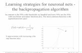 Learning strategies for neuronal nets - the ... · High values reduce the probabilty of running into a local minimum, risking the method to diverge and not finding the minimum (or