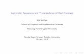Wu Guohua School of Physical and Mathematical Sciences ... Automatic Sequences and Transcendence of