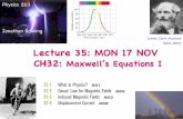 James Clerk Maxwell (1831-1879) Lecture 35: MON 17 NOV CH32jdowling/PHYS21132/lectures/35MON17NOV.pdf · 32.3: Induced Magnetic Fields: Here B is the magnetic field induced along