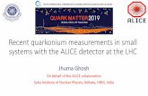 Recent quarkonium measurements in small systems with the ... · Nov. 5 2019 Recent quarkonium measurements in small systems with the ALICE detector at the LHC : Jhuma Ghosh 8 •