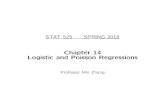 Chapter 14 Logistic and Poisson Regressionsminzhang/525-Spring2018/Lec_notes_… · Hosemer-Lemeshow Goodness of Fit Test • Divide obs up into ≈ 10 groups of equal size based