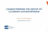 Characterizing the group of Coleman automorphisms4.E.C. Dade. Locally trivial outer automorphisms of ˙nite groups. 5.A. Van Antwerpen. Coleman automorphisms of ˙nite groups and their