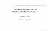 Trends and Challenges in Satisﬁability Modulo Theorieshomepage.cs.uiowa.edu/~tinelli/talks/VERIFY-07.pdfValidity Modulo Theories in a Nutshell Distinguishing Feature T -validity