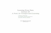 Learning From Data Lecture 19 A Peek At Unsupervised Learningmagdon/courses/LFD-Slides/SlidesLect19.pdfClustering A cluster is a collection of points S A k-clustering is a partition