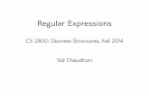 Regular Expressions - Cornell University€¦ · Regular Expressions CS 2800: Discrete Structures, Fall 2014 Sid Chaudhuri. Regular expressions (“regex”-es) are defned inductively