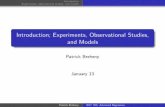 Introduction; Experiments, Observational Studies, and Models · PDF file 2018-03-27 · Introduction Experiments, observational studies, and models Introduction: statistical modeling