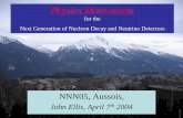 Physics Motivations · PDF file Next Generation of Nucleon Decay and Neutrino Detectors NNN05, Aussois, John Ellis, April 7. th. 2004. Next Generation of Particle Physics Experiments
