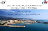 Observation of Electron -Antineutrino Disappearance at ... · Observation of Electron -Antineutrino Disappearance at Daya Bay Liang Zhan, IHEP, China On behalf of the Daya Bay Collaboration.