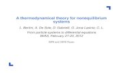 A thermodynamical theory for nonequilibrium systems€¦ · A thermodynamical theory for nonequilibrium systems L. Bertini, A. De Sole, D. Gabrielli, G. Jona-Lasinio, C. L. From particle