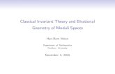 Classical Invariant Theory and Birational Geometry …...Classical Invariant Theory and Birational Geometry of Moduli Spaces Han-Bom Moon Department of Mathematics Fordham University
