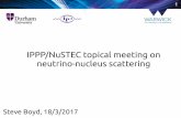 IPPP/NuSTEC topical meeting on neutrino-nucleus scattering · Coherent pion production Argoneut, T2K and MINERvA have now measured nonzero CC Coherent pion production in different