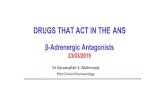 DRUGS THAT ACT IN THE خ²-ADRENERGIC BLOCKING AGENTS/ A. Propranolol: A nonselective خ² antagonist Propranolol