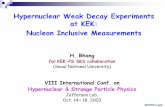 Hypernuclear Weak Decay Experiments at KEK: Nucleon ...at KEK: Nucleon Inclusive Measurements H. Bhang forKEK-PS SKS collaboration (Seoul National University) VIII International Conf.