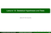 Lecture 13: Statistical Hypotheses and TestsLecture 13: Statistical Hypotheses and Tests MSU-STT 351-Sum19A (P. Vellaisamy: MSU-STT 351-Sum19A) Probability & Statistics for Engineers