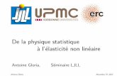 Antoine Gloria, S´eminaire LJLL · Antoine Gloria November 27, 2017 De la physique statistique `a l’ ´elasticit´e non lin´eaire Antoine Gloria, S´eminaire LJLL. Des polym`eres