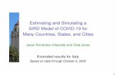 Estimating and Simulating a [-3pt] SIRD Model of COVID-19 ...chadj/Covid/ITA-Extended...(Light bars = New York City, for comparison) 22/39 Italy: Re-Opening (α =0) Mar Apr May Jun