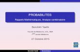 PROBABILITES - Rappels Mathématiques, Analyse combinatoire mathematique... · 2015-10-29 · 27 Octobre 2015 Benchikh Tawﬁk Biostatistique. Plan de cours 1 Rappels Mathématiques