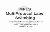 MPLS MultiProtocol Label Switching · pacotes e informações das tabelas de mapeamento de labels existentes nos Label Switching Routers para encaminhar pacotes; ξComponente de Controle