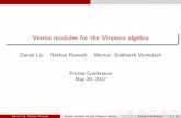 Verma modules for the Virasoro algebra · Representation Theory Future Research Ultimate goal: do the above for more complicated q-deformed Heisenberg-Virasoro algebra. Main problem: