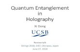 Quantum Entanglement in Holography...In holography, von Neumann entropy is given by the area of a dual surface : • Practically useful for understanding entanglement in strongly-coupled
