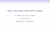 Weak universality of the KPZ equationmate.dm.uba.ar/~probab/spa2014/pdf/hairer.pdfStrong Universality conjecture Atlarge scales, the uctuations of every 1+1-dimensional model ~h of