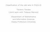 Classiﬁcation of the odd sets in PG(4 4) Taichiro Tanaka ... ACCT2012/p54.pdf · PDF file Classiﬁcation of the odd sets in PG(4;4) Taichiro Tanaka (Joint work with Tatsuya Maruta)