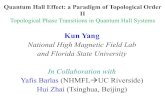 Topological Phase Transitions in Quantum Hall …...Quantum Hall Effect: a Paradigm of Topological Order II Author Kun Yang Subject Presentation made at the Theory Winter School held