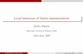 Local behaviour of Galois representations · Devika Sharma Weizmann Institute of Science, Israel 23rd June, 2017 Devika Sharma (Weizmann) 23rd June, 2017 1 / 14. The question Let