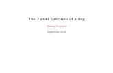 The Zariski Spectrum of a ringcoquand/FISCHBACHAU/t3.pdf · The set of all prime ideals of a ring R has a natural topology with basic open D(a) = fp ja=2pg We clearly have D(a) \D(b)