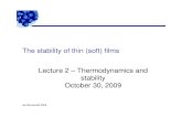 The stability of thin-soft films · Ian Morrison© 2009 Not presented during Lecture 2. 22. Stability of films between convex bodies () ()12 () 12 12 2 2 2 sp ss rr sin yy y RR RR