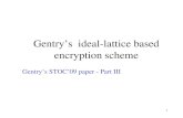 Gentry’s ideal-lattice based encryption lai.1/5359-aut13/05.Gentry-FHE... · PDF file 2013-10-17 · To instantiate the (abstract) ideal-based encryption scheme using (ideal) lattices,