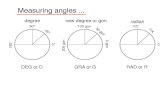Measuring · PDF file Measuring angles ... 0¡ 45¡ 90¡ 180¡ 50 gon 100 gon 0 gon 0 /4 /2 200 gon degree new degree or gon radian DEG or D GRA or G RAD or R!... and calculating arc