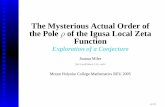 The Mysterious Actual Order of the Pole ˆof the Igusa ... robinson/reu/reu05/jmilestalk.pdf · PDF file jmiles@oberlin.edu Mount Holyoke College Mathematics REU 2005 – p.1/14.