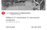 Hilbert C*-modules in harmonic analysis - Nordfjordeid 2019 · Hilbert C*-modules Deﬁnition Let A be a unital C*-algebra. A left Hilbert A-module is a left A-module Etogether with
