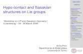 Hypo contact and Sasakian structures on Lie groupsmath.uni.lu/CRSasaki/slides/fino.pdf · Hypo contact Anna Fino SU(2)-structures in 5-dimensions Sasakian structures Sasaki-Einstein