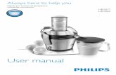 HR1871 HR1869 - s.s-bol.com · 15 Juice jug 16 Juice jug lid with integrated foam separator important Read this user manual carefully before you use the appliance and save it for