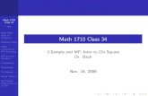 Math 1710 Class 34pi.math.cornell.edu/~back/m171/slides171/nov16/nov16_v4.pdf · V4 Data Desk View of Creativity Matched Pairs Indep. 2-Sample vs MP Examples MP as more Sensitive
