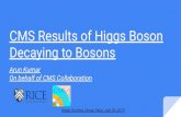 Decaying to Bosons CMS Results of Higgs Boson On behalf of CMS Collaboration Arun … · 2019. 7. 29. · Latest CMS H→bosons results Higgs Hunting 2019 3 Introduction LHC has delivered