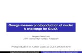 Omega mesons photopoduction of nuclei. A challenge for GlueX. · Introduction 1.Photoproduction of!mesons off nuclei and impact of polarization on meson-nucleon interaction. E.Chudakov,