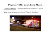 Physics 1240: Sound and Music - ¢  Physics 1240: Sound and Music. Today (7/11/19): Doppler Effect, Interference,
