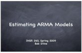 Estimating ARMA Models - Statistics Departmentstine/insr260_2009/... · 0 1 2 3 4 5 6 7 8 9 10 11 12 13 14 15 Lag 1.0000 0.4381-0.1121-0.3428-0.2406 0.0029 0.1951 0.1154-0.0474-0.1361-0.1099-0.0317