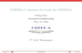 CODEX-: opening the book for CODEX-b€¦ · CODEX-b Production data taking • signiﬁcant progress has been madeRemaining Install data taking • priority is ﬁnalising CODEX-βdesign