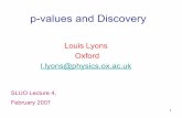 Louis Lyons Oxford l.lyons@physics.ox.ac · 1 p-values and Discovery Louis Lyons Oxford l.lyons@physics.ox.ac.uk SLUO Lecture 4, February 2007