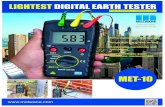 LIGHTEST DIGITAL EARTH TESTER - Motwanemotwane.com/Catlog_Pdf/MET-10.pdf · Claw Hammer with Tubular handle, Spikes (2 nos.), Test leads (spool) set, carrying case for earth test