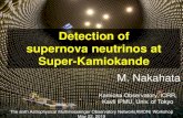 Detection of supernova neutrinos at Super-Kamiokande · Neutrino and optical signals in supernova 4 Neutrinos Travel with speed of light (3x105 km/sec) Shock wave travels with ~1/30
