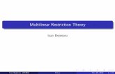 Multilinear Restriction Theory - Saitama · PDF file The Bochner-Riesz means : Bδ Rf = (1 − |ξ|2 R2)δχ B1(ξ)ˆf(ξ), and the question is lim R→∞ B δ R f = f in Lp; this