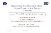 CDF Search for the Standard-Model Higgs Boson in the Decay ... · TeV4LHC workshop Fermilab16-18 September 2004 ... 16-17 September Susana Cabrera CDF Run II Detector From Run I: