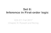 Set 8: Inference in First-order logickkask/Fall-2017 CS271/slides/08... · 2017. 11. 16. · Matching facts against rules : ... • Depth-first recursive proof search: space is linear